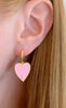 Pink Big Enamel Heart Earrings