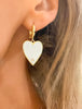 White Big Enamel Heart Earrings