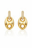 Navy Chain Link Huggie Hoops