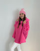 Pink Zip Up Poncho w/ Fur Hood