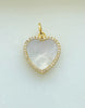 Mother of Pearl Crystal Heart Charm