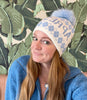 Baby Blue Crystal Apres Ski Hat