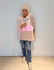Cream & Pink Zip Up Poncho w/ Fur Hood