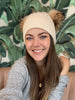Cream Double Pom Toque