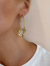 Champagne Crystal Puffy Heart Hoops