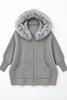 Grey Poncho w/ Fur Hood