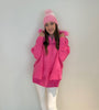 Pink Zip Up Poncho w/ Fur Hood
