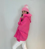 Pink Zip Up Poncho w/ Fur Hood