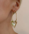 Champagne Crystal Puffy Heart Hoops