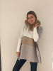 Colour Block Poncho w/ Fur Hood