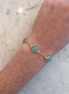 Turquoise Glass Mini Clovers Bracelet