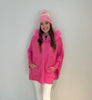 Pink Zip Up Poncho w/ Fur Hood