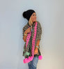 Green & Pink Stars Leopard Shawl