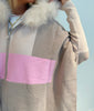 Cream & Pink Zip Up Poncho w/ Fur Hood