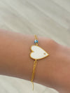 White Big Enamel Heart Bracelet