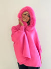 Pink Poncho w/ Fur Hood