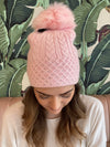 Light Pink Cable Knit Sparkle Toque