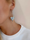 Silver Puffy Heart Hoops