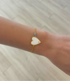 White Big Enamel Heart Bracelet