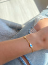 Mother of Pearl Evil Eye with Crystal Disc Bracelet