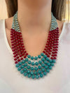 Red & Turquoise Dior Statement Necklace