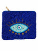 Blue Evil Eye Beaded Pouch
