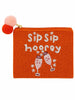 Sip Sip Hooray Beaded Pouch