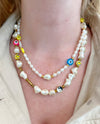 Fresh Water Pearl & Mother of Pearl Smiley Evil Eye Necklace