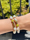 Hematite & Baroque Pearl Smiley Bracelet