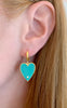 Turquoise Big Enamel Heart Earrings