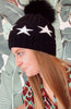 Black Stars Toque with Black Pom Pom