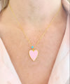 Pink Big Enamel Heart Necklace