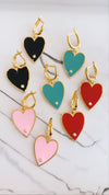 Black Big Enamel Heart Earrings
