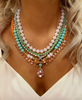 Turquoise, Orange, and Pink Milano Necklace