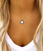 Navy Mother of Pearl Clover Necklace