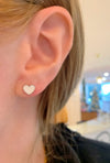 White Mini Enamel Heart Stud Earrings
