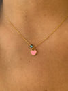 Pink Mini Enamel Heart Necklace
