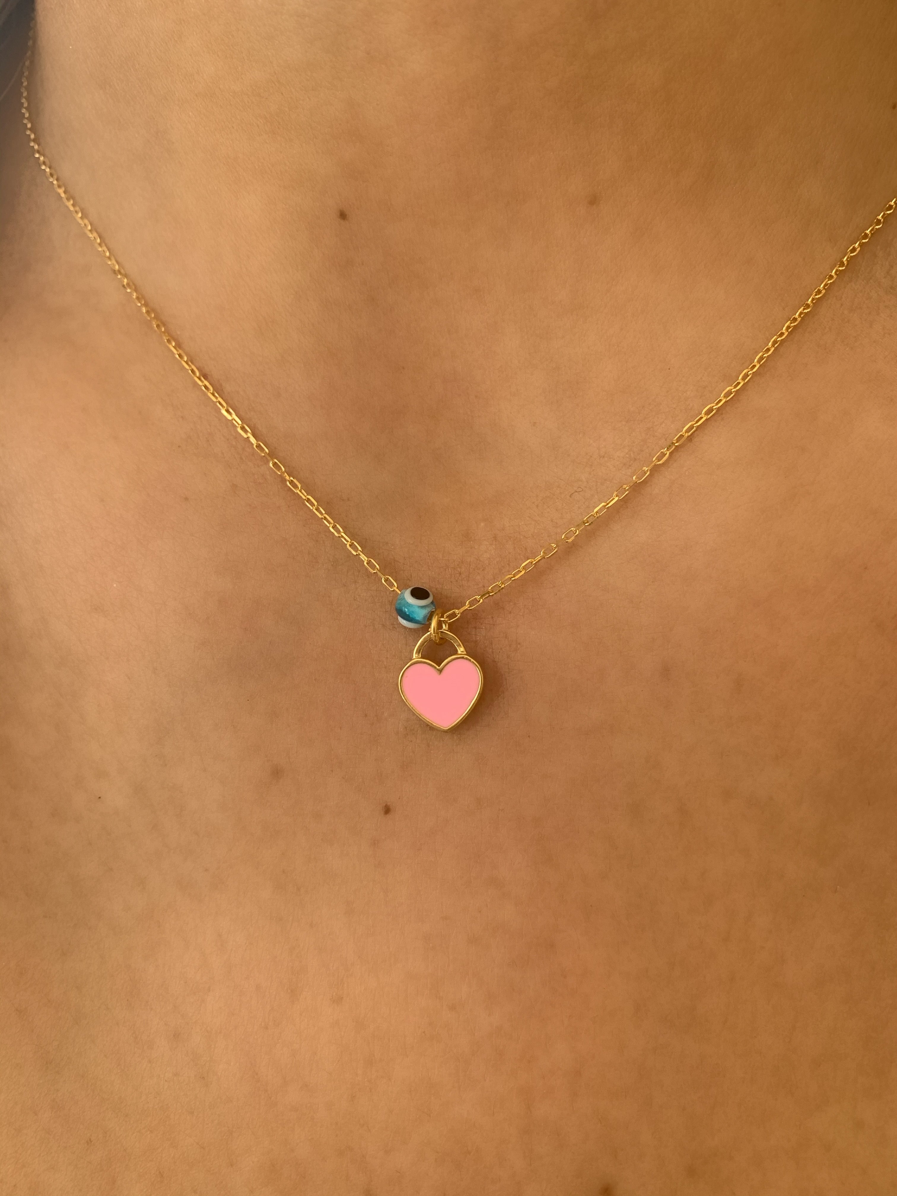 Enamel Heart Necklace-