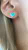 Turquoise Mini Enamel Heart Stud Earrings