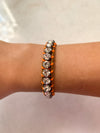 Swarovski Crystal Leather Bracelet/Clear & Neon Orange