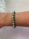 Swarovski Crystal Leather Bracelet/Clear & Neon Green