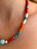 Blue Orange Red & White Mini Joy Natural Stone Necklace