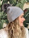 Red Stripe Crystal Toque-Grey