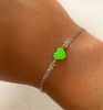 Lime Green Mini Enamel Heart Bracelet