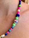 Blue Green Pink & Pearl Joy Natural Stone Necklace