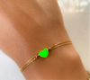 Lime Green Mini Enamel Heart Bracelet