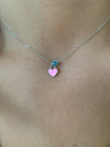 Pink Mini Enamel Heart Necklace