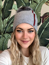 Red Stripe Crystal Toque-Grey