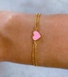 Pink Mini Enamel Heart Bracelet