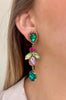 Teal Green & Pink Willow Earrings